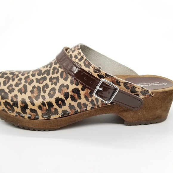 Hanna Andersson Leopard Print Wooden Clogs Sz 11 - Picture 7 of 7